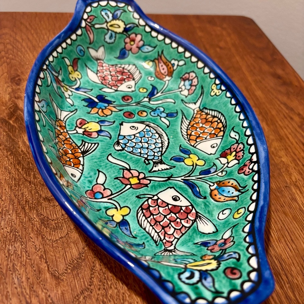 Vintage Hand-Painted Ceramic Dish 9.25"